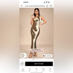 Lulu's Gold Satin One-Shoulder Maxi Dress